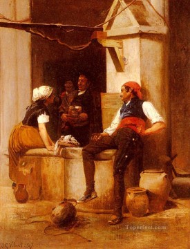 ヴィベール・ジャン・ジョルジュ 噴水での会話 エミール・ヴァーノン Oil Paintings